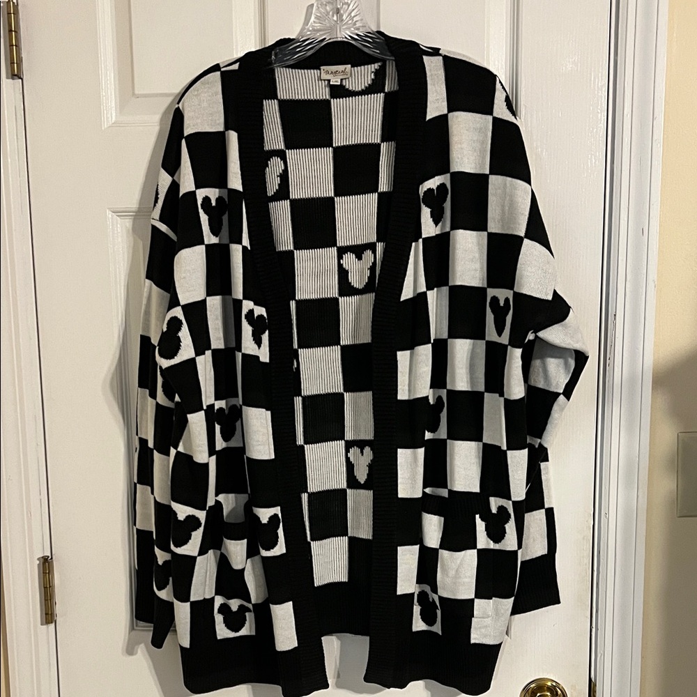 Mickey Black and White Checkered Cardigan